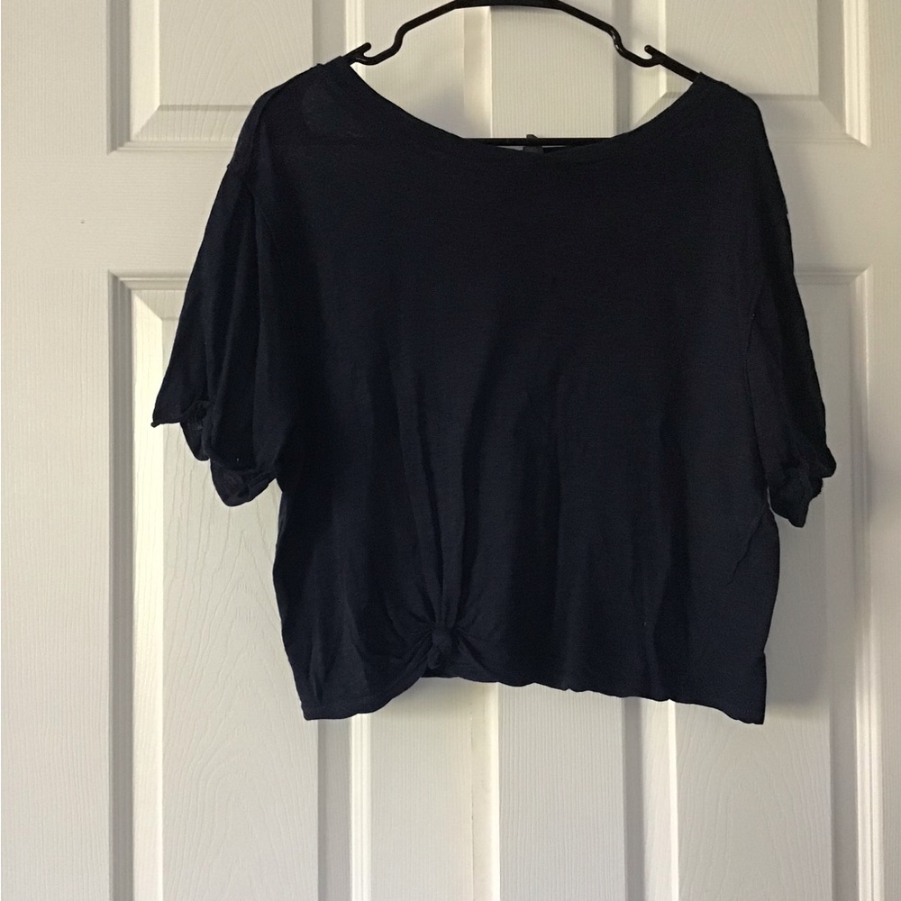 Alya Dark Blue Knot Crop Top